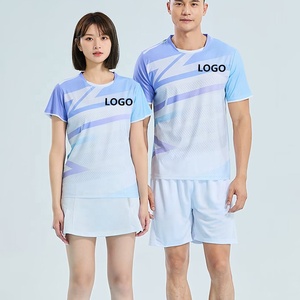 Camisetas de Tenis de Mesa Profesionales Azul Marino y Rosa para Hombre y Mujer, Camiseta Deportiva Personalizada de Secado Rápido para Bádminton, Voleibol y Running - Product Image 5