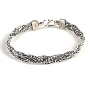 Handmade 925 <b>Sterling</b> <b>Silver</b> Twisted <b>Wire</b> and Wavy Braided Bracelet Fine String Jewelry - Product Image 2