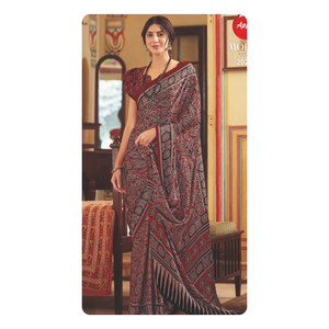 Hermoso Sari japonés de satén para fiestas y ocasiones formales, cómodo con llamativo brillo, ropa india y pakistaní - Product Image 2