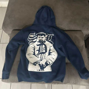 Sweat à capuche vintage pour homme SDL, 500 g/m², streetwear, fermeture éclair, avec strass, imprimé numérique, épaules tombantes, nouvelle version améliorée - Product Image 4