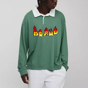 Camiseta de polo de cuello de contraste de color sólido OEM/ODM para hombre, camisetas de polo con logotipo impreso personalizado de ajuste holgado de algodón 100% para hombre - Product Image 6