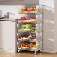 Milieuvriendelijk 5-laags Multi-Functionele Metalen Planken Kar Afneembaar Ontwerp Voor Drank Fruit Groente Snack Opslag Keuken