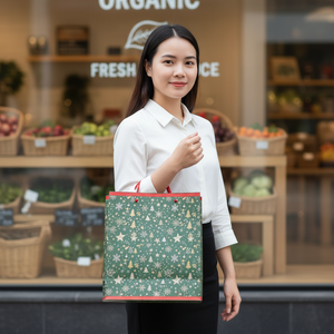 Bolsa de papel biodegradable reciclable y respetuosa con el medio ambiente reutilizable para envolver y decorar regalos de Navidad, tamaño personalizable - Product Image 3