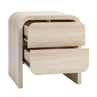 Table de chevet de style européen moderne du milieu du siècle en bois dur naturel avec 2 tiroirs Design rustique pliable intelligent pour la maison de la chambre à coucher