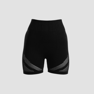 Shorts de Moda de Cintura Alta para Mujer, de Cuero PU, Transpirables, con Logotipo Deportivo, Color Negro, Efecto Push-Up - Product Image 2