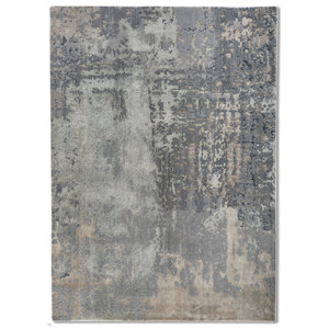 Alfombra Kavi Gris Negra de Lana y Seda de Bambú Anudada a Mano, Diseño Abstracto para el Hogar, Pasillo, para Adolescentes - Modelo Teoría del Caos Esk-439(Fr) Jaipur Rugs - Product Image 1
