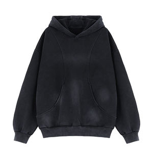 Sweat-shirt à capuche surdimensionné en coton lourd délavé à la pierre, vintage, de haute qualité, pour hommes, vente en gros - Product Image 6