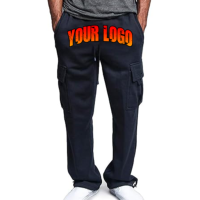 Pantalon de jogging cargo décontracté pour homme, personnalisé, en toile marine délavée, multi-poches, cordon élastique, coupe droite, OEM Polyester/Nylon