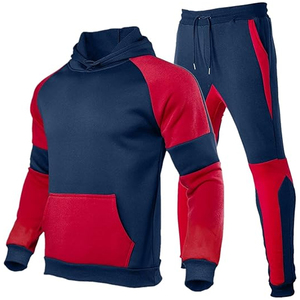 Chándal de retazos de Fitness de marca OEM multicolor, chándal informal de lana de algodón grueso, sudadera con bolsillo y cremallera, chándal de gimnasio para correr - Product Image 1