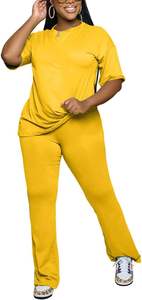 Conjunto Deportivo Informal Estampado para Mujer, Transpirable, 100% Algodón, Felpa, Grueso, Elástico, Cintura Elástica, para Uso Diario - Product Image 4