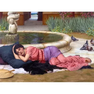 J. Godward's Fountain Woman con flores Mármol Cerámica Azulejo Mural Arte de pared para Backsplash o decoración del hogar - Product Image 1