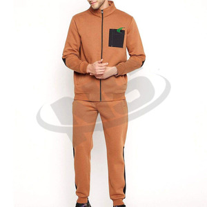 Conjunto de chándal transpirable personalizado con cierre de cordón para hombre, chándal de entrenamiento de lana sólida informal de poliéster/algodón OEM - Product Image 1