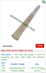 <b>Ring</b> Strip Sizer Stainless Steel 1 to 76 Sizes <b>Ring</b> <b>Measuring</b> <b>Tool</b> Jewelry <b>Tools</b> Goldsmith <b>Tools</b> | Item No GS-934D - Product Image 2