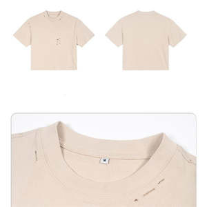 Recortada Boxy T Shirt Hombres Custom Heavy 100% Algodón Camisetas Oversize T Shirt Blank Mock Neck Heavyweight Oversized Boxy T Shirt - Product Image 2