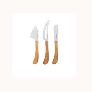 Ensemble de couverts en acier inoxydable plaqué argent avec manche incurvé en bois, couteau, fourchette et cuillère - Product Image 1
