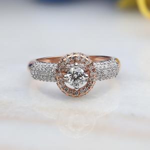 14K วงแหวนฝังเพชรรอบตัดแบบคลาสสิกสไตล์โรสโกลด์แหวนหมั้นได้รับการรับรองมาตรฐาน IGI - Product Image 6