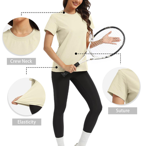 Ultra suave al tacto elegante producto personalizado ropa deportiva y transpirable mejor tela de poliéster entrenamiento gimnasio camiseta para mujer - Product Image 6