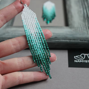 ต่างหูลูกปัดแก้วแบบโมเดิร์นที่มีดีไซน์สีเทอร์ควอยซ์และขอบเครื่องประดับที่เป็นเอกลักษณ์เป็นของขวัญจากงานหัตถกรรม - Product Image 1