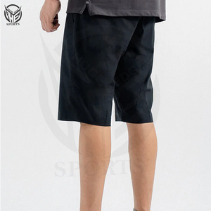 Shorts de sport pour homme en molleton 100% coton respirant, longueur genou, taille élastique, tricot uni, taille mi-haute, écologiques, séchage rapide - Product Image 4