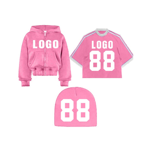 Sweat à Capuche Boxy Unisexe 100% Coton Personnalisable Brodé avec Lettres en Strass Design Fermeture Éclair Street Wear Bonnets Lourds pour Hommes - Product Image 2