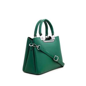 Bolso de mano verde formal P35971 con estampado de plumas, decoración de rayas, estilo informal para fiestas, forro de PU con asa ODM para mujer - Product Image 2