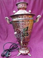 Théière Samovar en cuivre à 3 lumières et bouilloire ciseau à charbon sculpté en métal