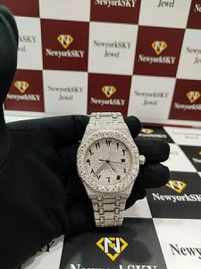 New Brand Sparkling Stainless Steel Iced out <b>Watch</b> with VVS Moissanite Handmade Setting and Glass Dial Window Fashion Jewelry - Product Image 2