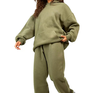 Conjunto de chándal de invierno para mujer de 2 piezas con logotipo personalizado, gran oferta, diseño personalizado con características de talla grande, material de algodón 100% - Product Image 5