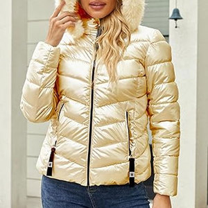 Abrigos de Invierno para Mujer, Chaqueta Acolchada Brillante, Chaquetas Acolchadas Ligeras y Cálidas para Mujer, Ropa Exterior Elegante Resistente al Agua - Product Image 4