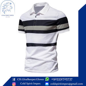 Piqué de performance décontracté pour hommes pour polo respirant à manches courtes rayé revers t-shirts en gros motif de blocs de couleur - Product Image 3