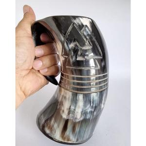 Fiestas navideñas, taza decorativa Real hecha a mano ecológica, taza reutilizable personalizada, cuernos de búfalo de vaca, tazas de cerveza de champán - Product Image 2