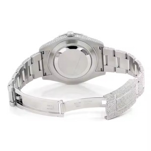 Montre de luxe de haute qualité 20mm en acier inoxydable entièrement glacé chiffres romains VVS Moissanite diamant Style Antique cadran verre - Product Image 6