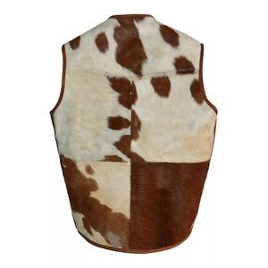2025 Top qualité hommes vache cheveux cuir gilet sans manches belle conception avec poches latérales peau de vache personnalisé motard gilets - Product Image 2