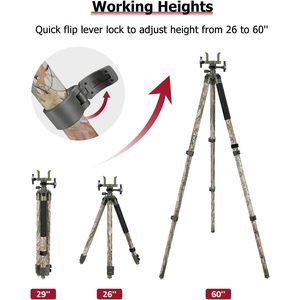 Trakiom Camo <b>Tripod</b> Stand 60 Inches Aluminum Lightweight With Clamp Head Bubble Level For Hunting Shooting - Product Image 4