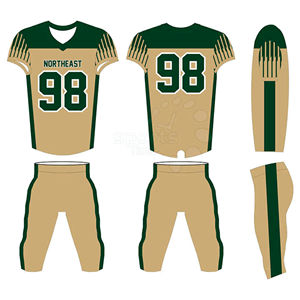 Meilleur Prix Équipe Vert Uniforme De Football Américain Jersey Sublimation Football Américain Ensemble Avec Tackle, - Product Image 6