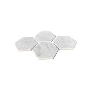 Juego de posavasos de mármol de Carrara Hexágono Piedra italiana hecha a mano en La - Product Image 4