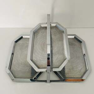 Modern Serving Tray Folding for Home Restaurant Silver Color Modern Serving Tray Square Shaped <b>Rice</b> Dish Serving hotel Supplies - Product Image 3