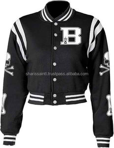 Veste de baseball courte pour femme, style universitaire, avec doublure en laine, personnalisable, fabricant OEM ODM - Product Image 1