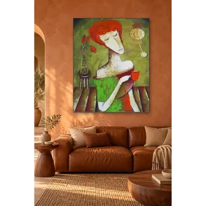Fida, femme aux cheveux roux pendant la pause thé, impression sur toile - Product Image 1
