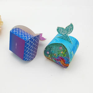 Under The Sea Party Cajas de dulces Bolsa de papel personalizada Embalaje Little Mermaid Party Supplies Mermaid Bolsas de regalo - Product Image 4