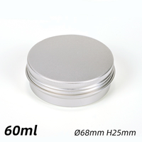Boîtes en aluminium de qualité alimentaire supérieure 50g/60g/120g avec couvercle à vis argenté, logo personnalisé, livraison rapide, pour crème pour le visage, cosmétiques, cire, bonbons