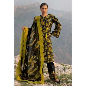 Conjunto de traje de verano de 3 piezas sin coser para mujer, color negro, con dupatta de gasa - Product Image 2