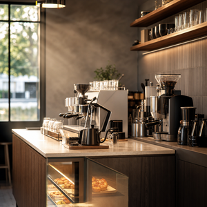 <span class=keywords><strong>Comptoir</strong></span> de bar pour salon de thé avec vitrine à pâtisserie, réfrigérateur à boissons, mobilier de café gris clé en main pour nouvelle installation de magasin - Product Image 1