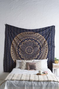 Tapices de algodón indio Twin Mandala Hippie tapiz arte impreso colcha Floral colgante de pared para decoración de Picnic en la playa - Product Image 4