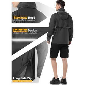 Veste pour homme imperméable légère à fermeture éclair intégrale pour la course à pied, l'entraînement, veste coupe-vent unisexe, protection solaire, vêtements respirants - Product Image 5