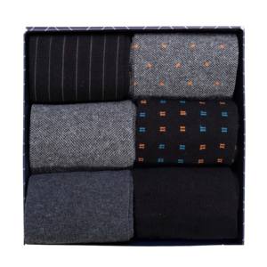 Calzini corti da uomo con motivi classici, 6 paia, in cotone ed elastan, stile quotidiano, stampa digitale, usa e getta, confezione regalo invernale - Product Image 1