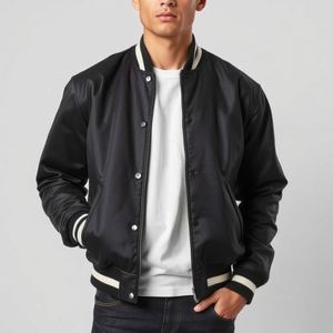 Chaqueta Universitaria de Primera Calidad con Parches de Logotipo Personalizados: Cuerpo de Lana, Mangas de Cuero, Estilo Nuevo, Acolchado Grueso y Cálido, Estilo Vintage - Product Image 2