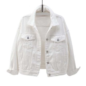 Chaqueta vaquera OEM 2024 para mujer, abrigo informal abotonado de otoño, chaqueta vaquera de gran tamaño para ropa de mujer, Chaquetas vaqueras con bolsillos - Product Image 2