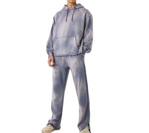 Custom Men Street Wear Vintage Print on Demand Gráfico Pesado Grueso Sudadera con capucha de gran tamaño y pantalones de chándal Set - Product Image 1