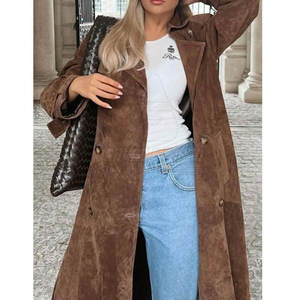 <b>Women</b> <b>Suede</b> Leather <b>Coat</b> Lightweight Soft Leather <b>Coat</b> For Casual Streetwear And Everyday Comfort - Product Image 3